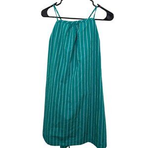 A New Day Striped Teal Sleeveless A-Line Mini Women M Dress Adjustable Spaghetti